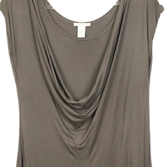 White + Warren Mushroom color Jersey Knit Drape Neck Sleeveless Dress Size Large - Picture 4 of 8